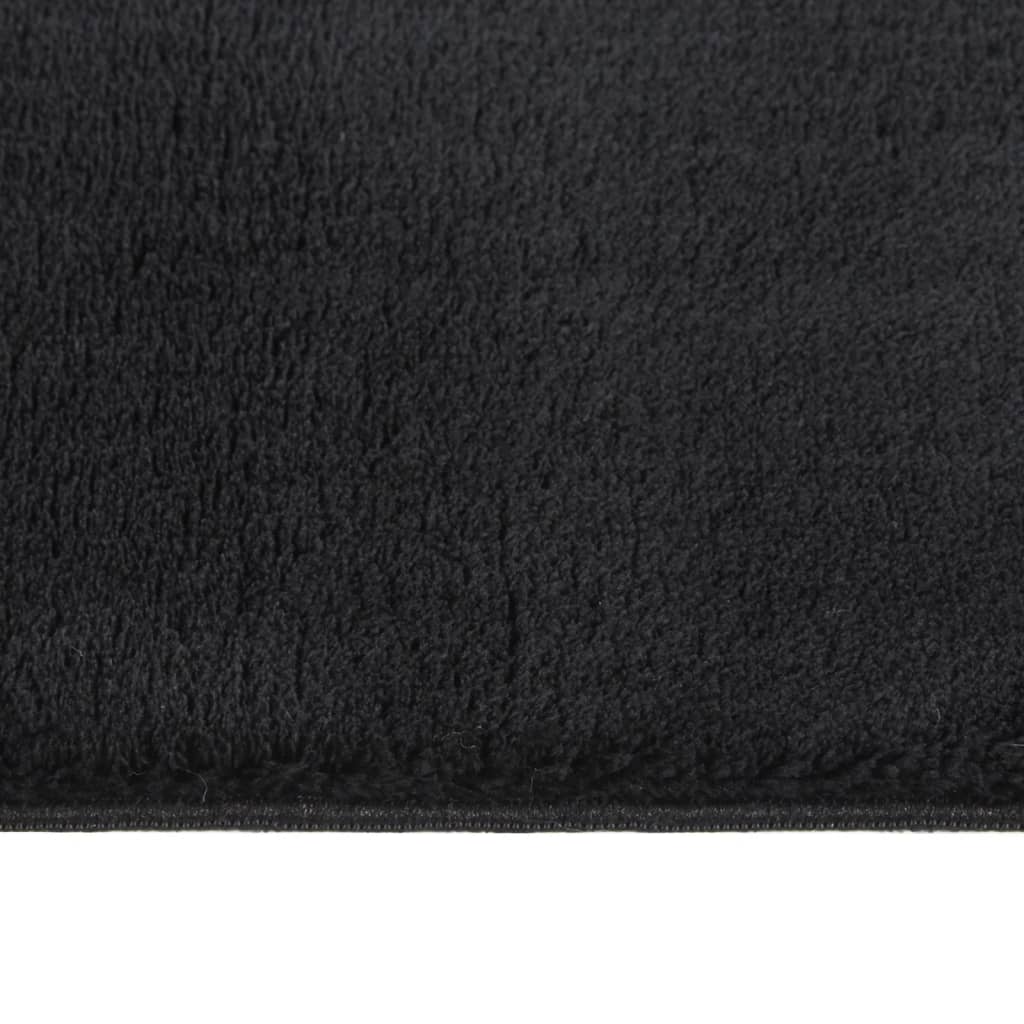 vidaXL Washable Rug Soft Shaggy 80x150 cm Anti Slip Black