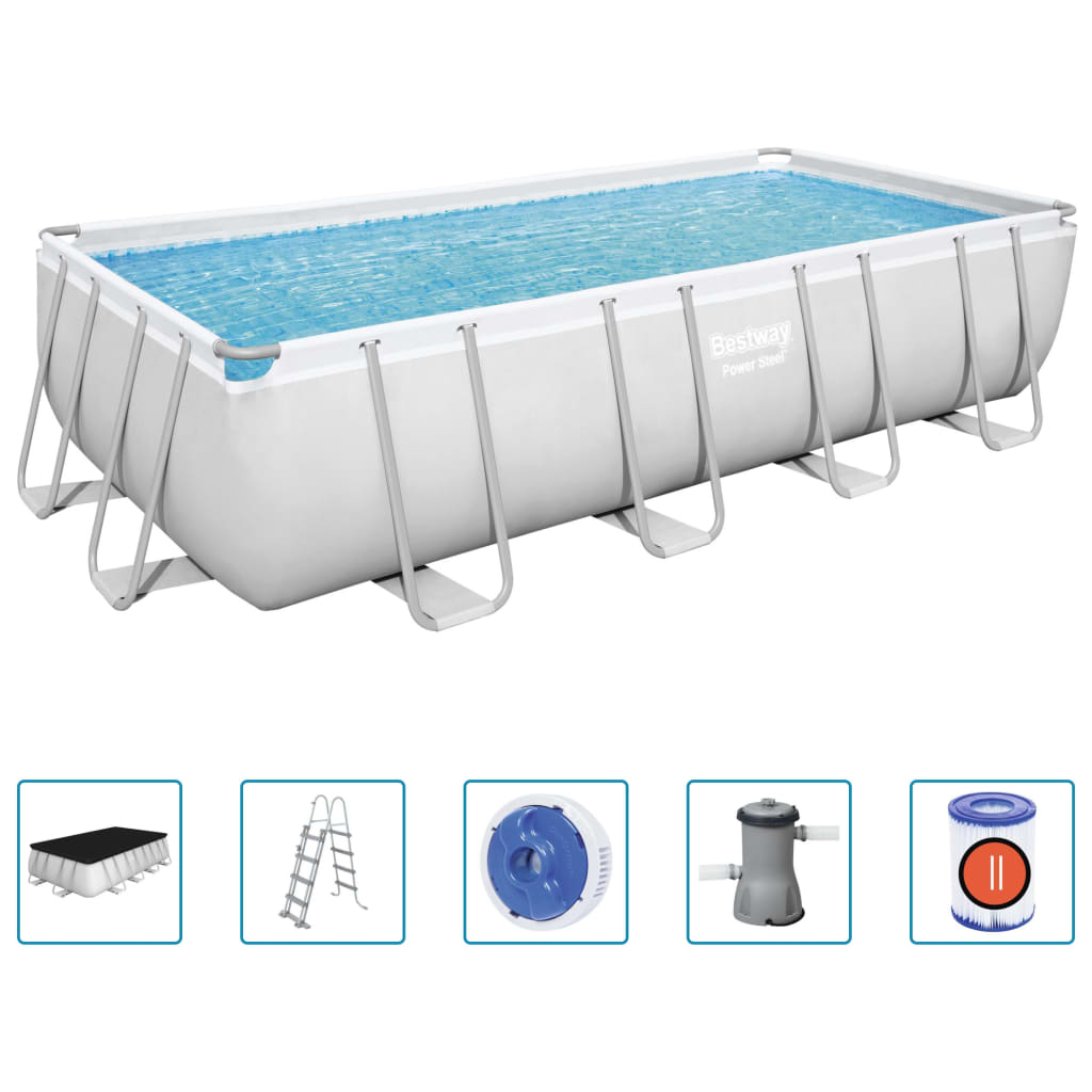 Bestway Power Steel Swimming Pool Set Rectangular 488x244x122 cm