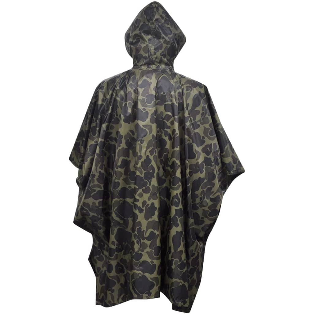 Waterproof Army Rain Poncho for Camping/Hiking Camouflage