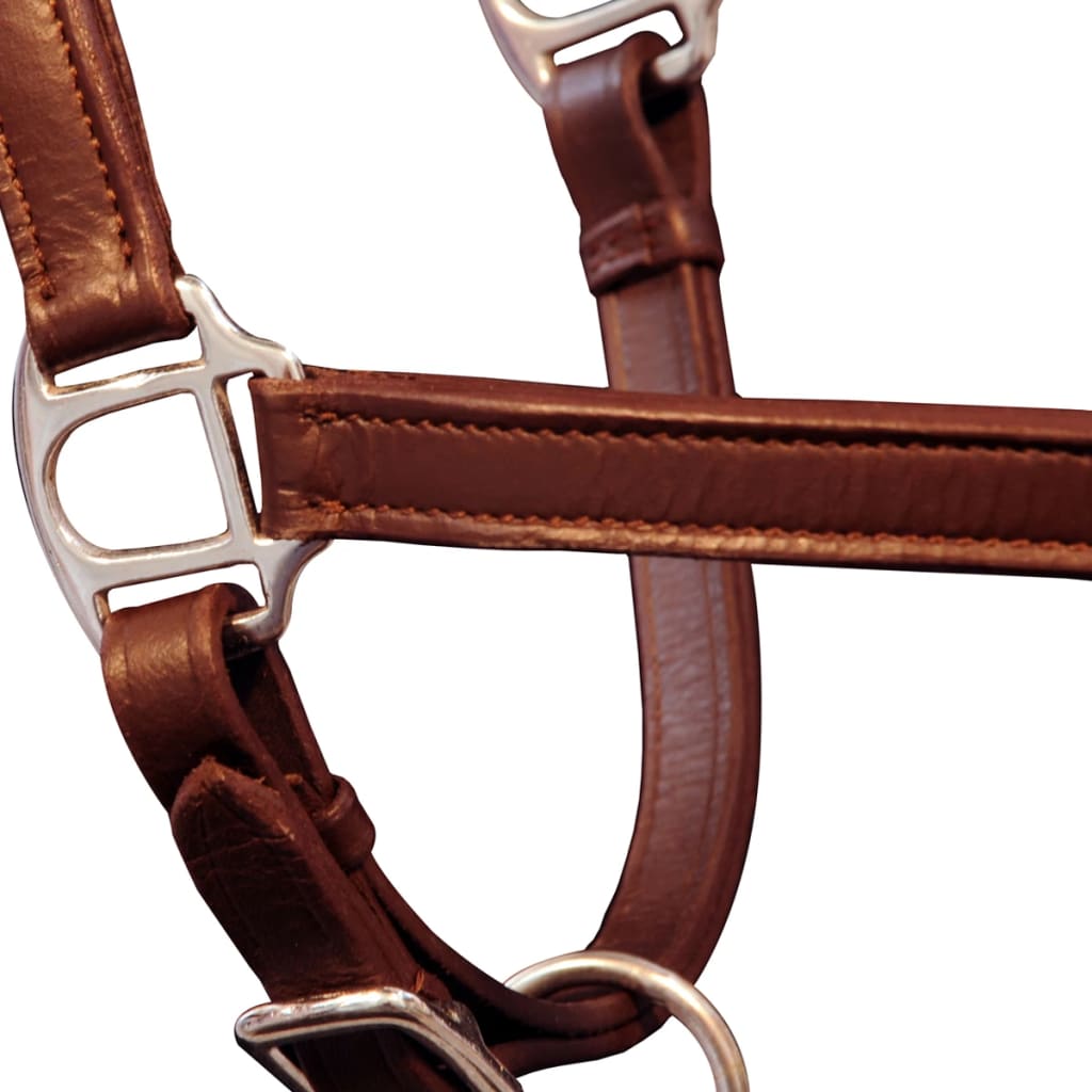 Real Leather Headcollar Stable Halter Adjustable Brown Full