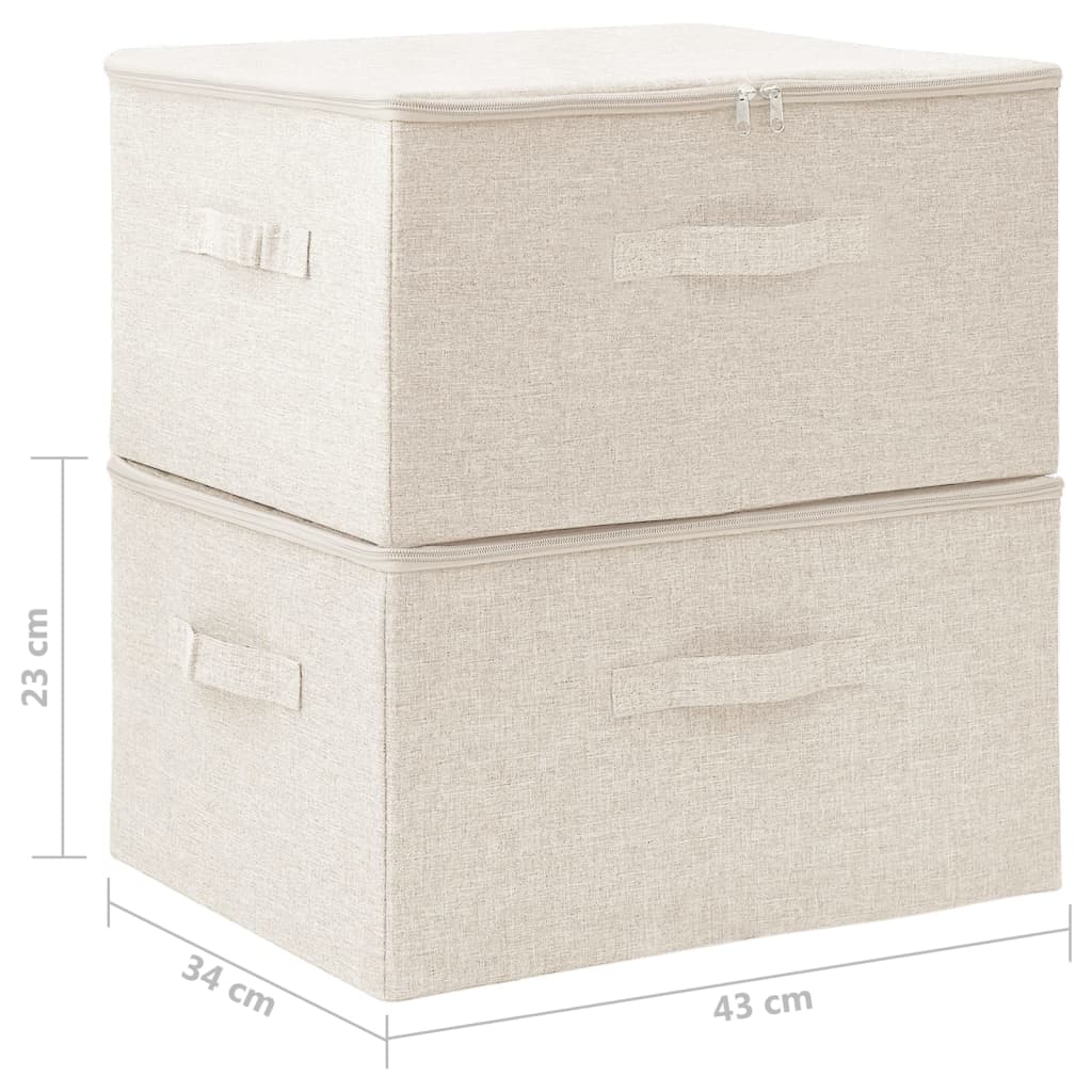 vidaXL Storage Boxes 2 pcs Fabric 43x34x23 cm Cream