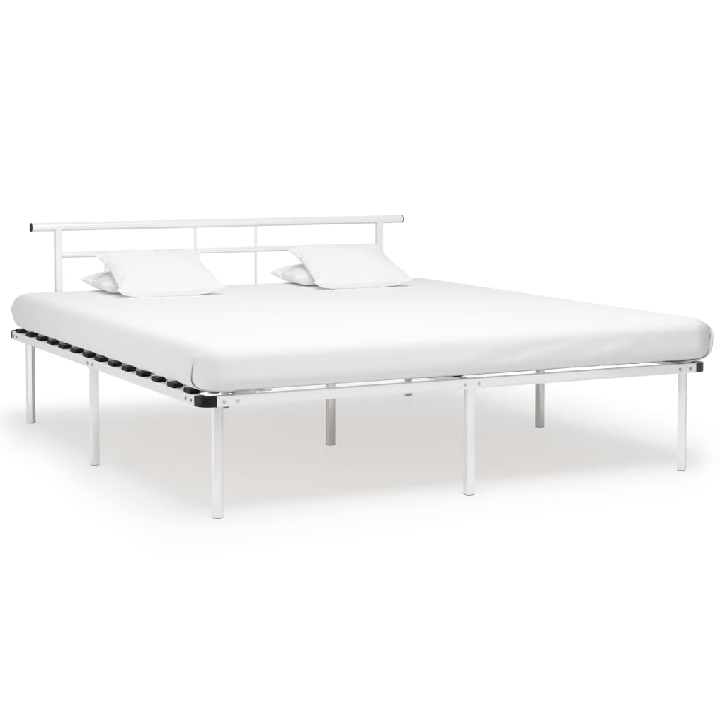 vidaXL Bed Frame White Metal 180x200 cm Super King