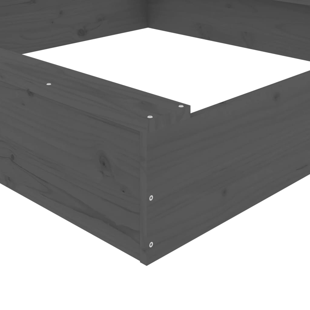 vidaXL Sandbox with Seats Grey Square Solid Wood Pine