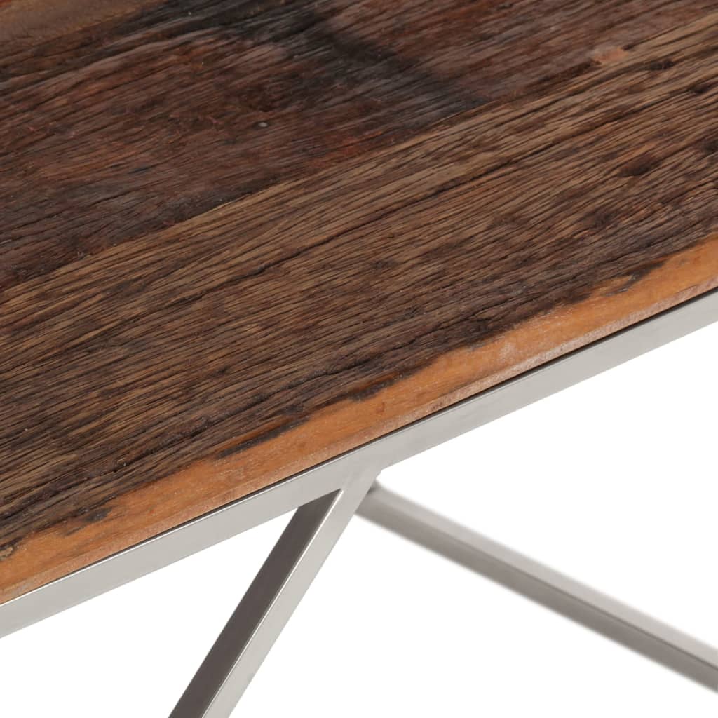 vidaXL Coffee Table Silver Stainless Steel and Solid Sleeper Wood