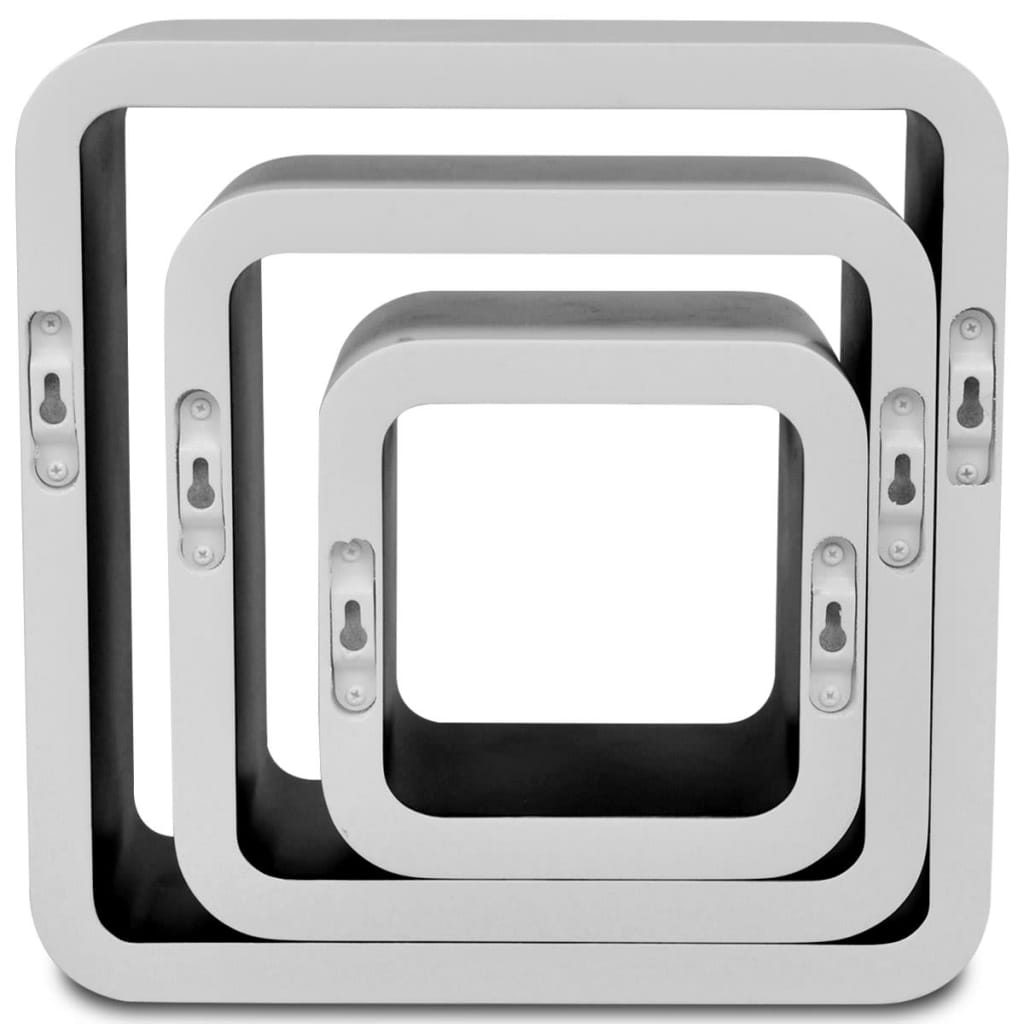 3 White-black MDF Floating Wall Display Shelf Cubes Book/DVD Storage