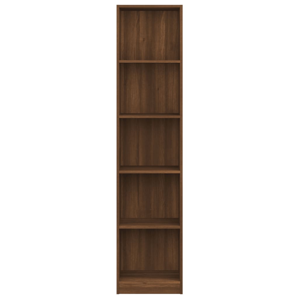 vidaXL 5-Tier Book Cabinet Brown Oak 40x24x175 cm Engineered Wood
