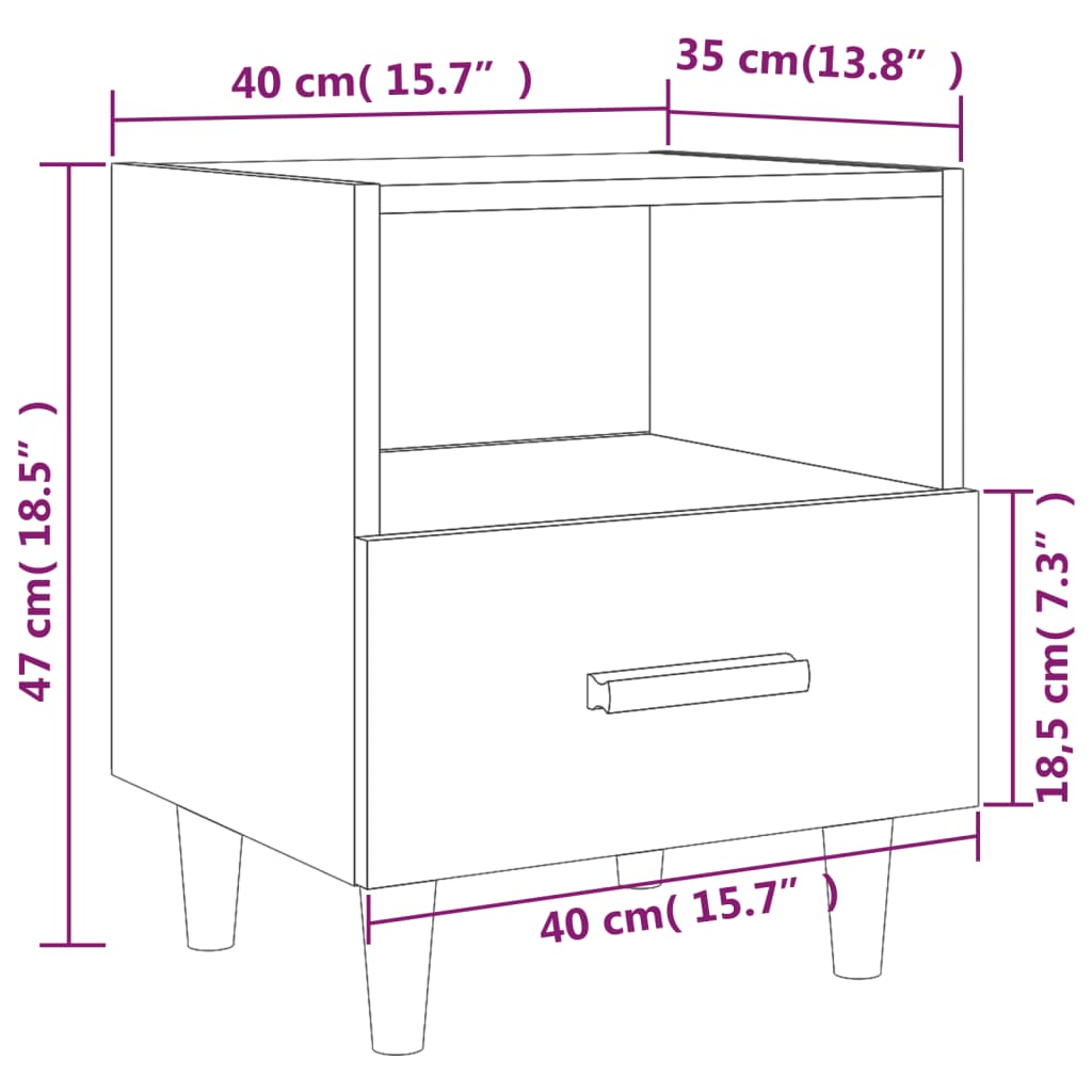 vidaXL Bedside Cabinets 2 pcs Concrete Grey 40x35x47 cm