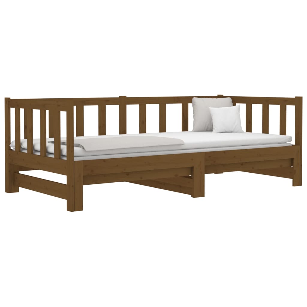 vidaXL Pull-out Day Bed Honey Brown 2x(80x200) cm Solid Wood Pine