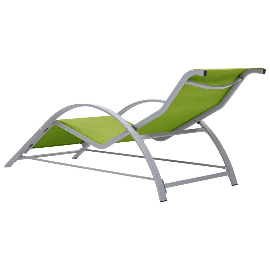 vidaXL Sun Loungers 2 pcs with Table Aluminium Green