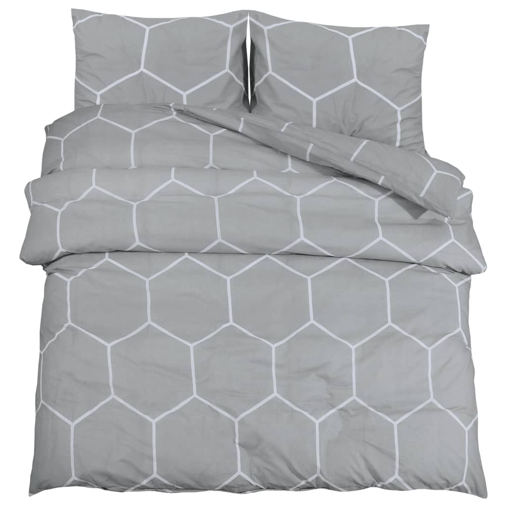 vidaXL Duvet Cover Set Grey 140x200 cm Cotton