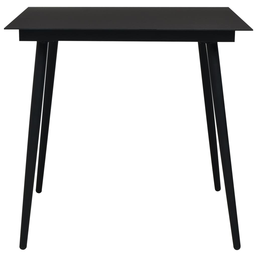 vidaXL Garden Dining Table Black 80x80x74 cm Steel and Glass