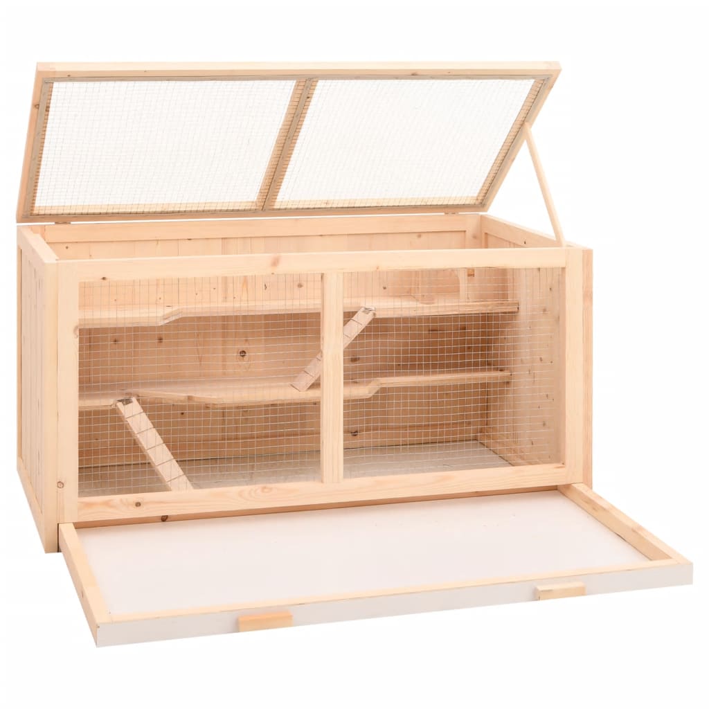 vidaXL Hamster Cage 89.5x45x45 cm Solid Wood Fir