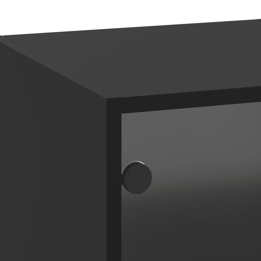 vidaXL Wall Cabinet with Glass Doors Black 35x37x100 cm