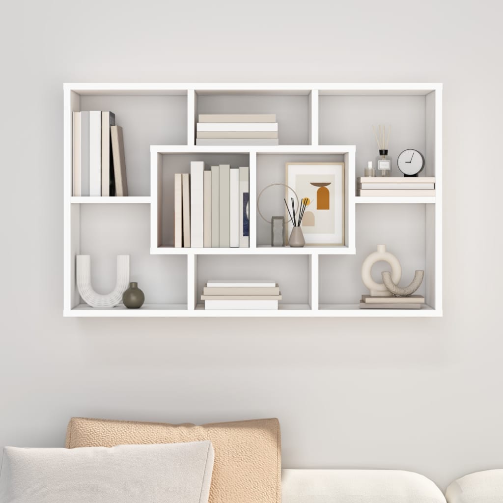 vidaXL Wall Shelf High Gloss White 85x16x52.5 cm Engineered Wood