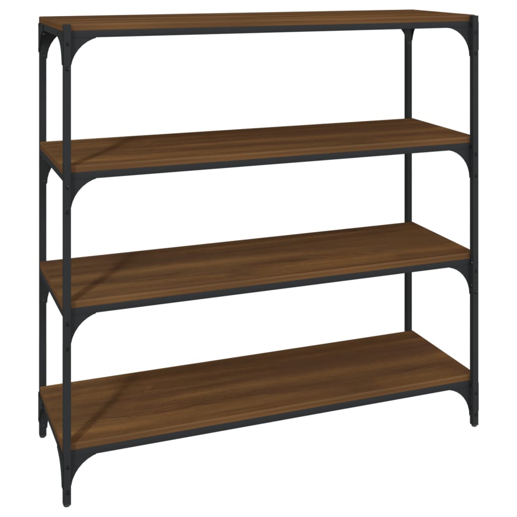 vidaXL Book Cabinet Brown Oak 100x33x100 cm Engineered Wood and Steel