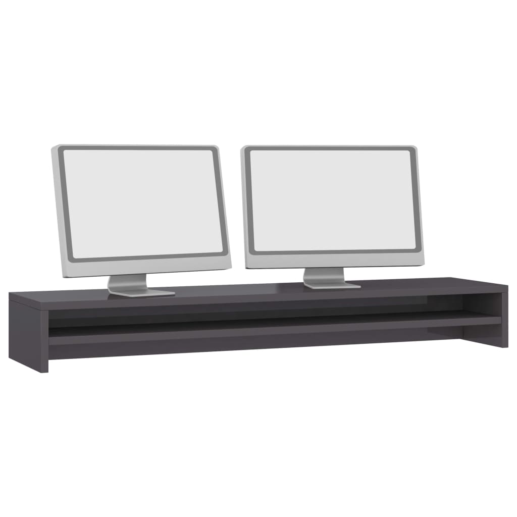 vidaXL Monitor Stand High Gloss Grey 100x24x13 cm Engineered Wood
