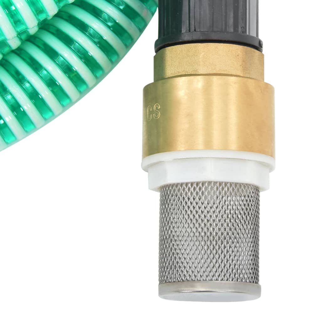 vidaXL Suction Hose with Brass Connectors Green 1.1" 25 m PVC