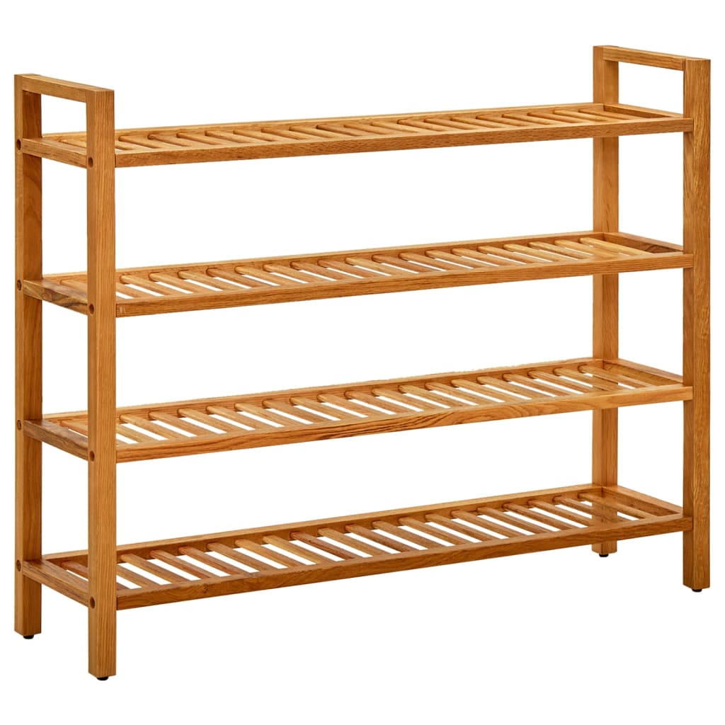 vidaXL Shoe Rack with 4 Shelves 100x27x80 cm Solid Oak Wood