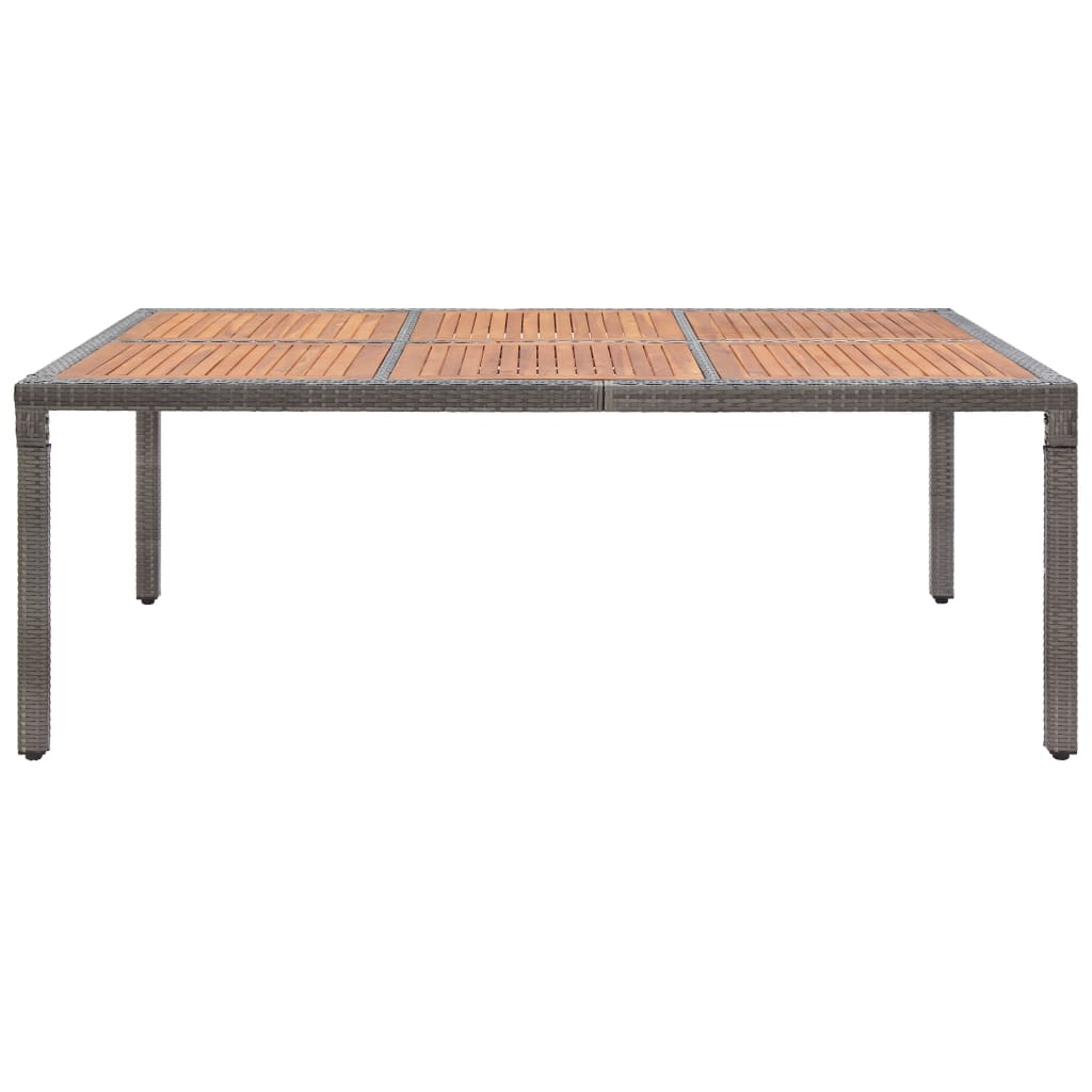 vidaXL Garden Table Grey 200x150x74 cm Poly Rattan and Acacia Wood