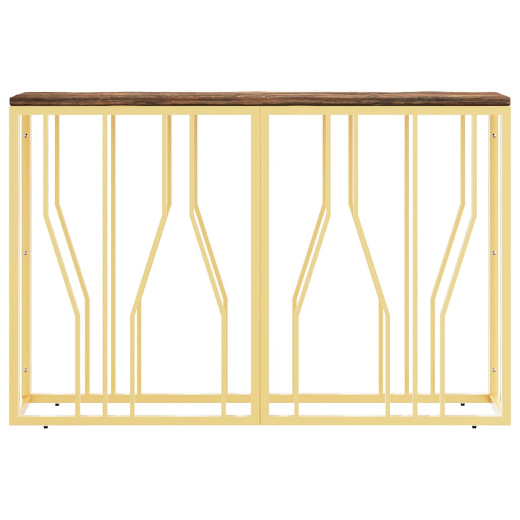 vidaXL Console Table Gold Stainless Steel and Solid Wood Reclaimed