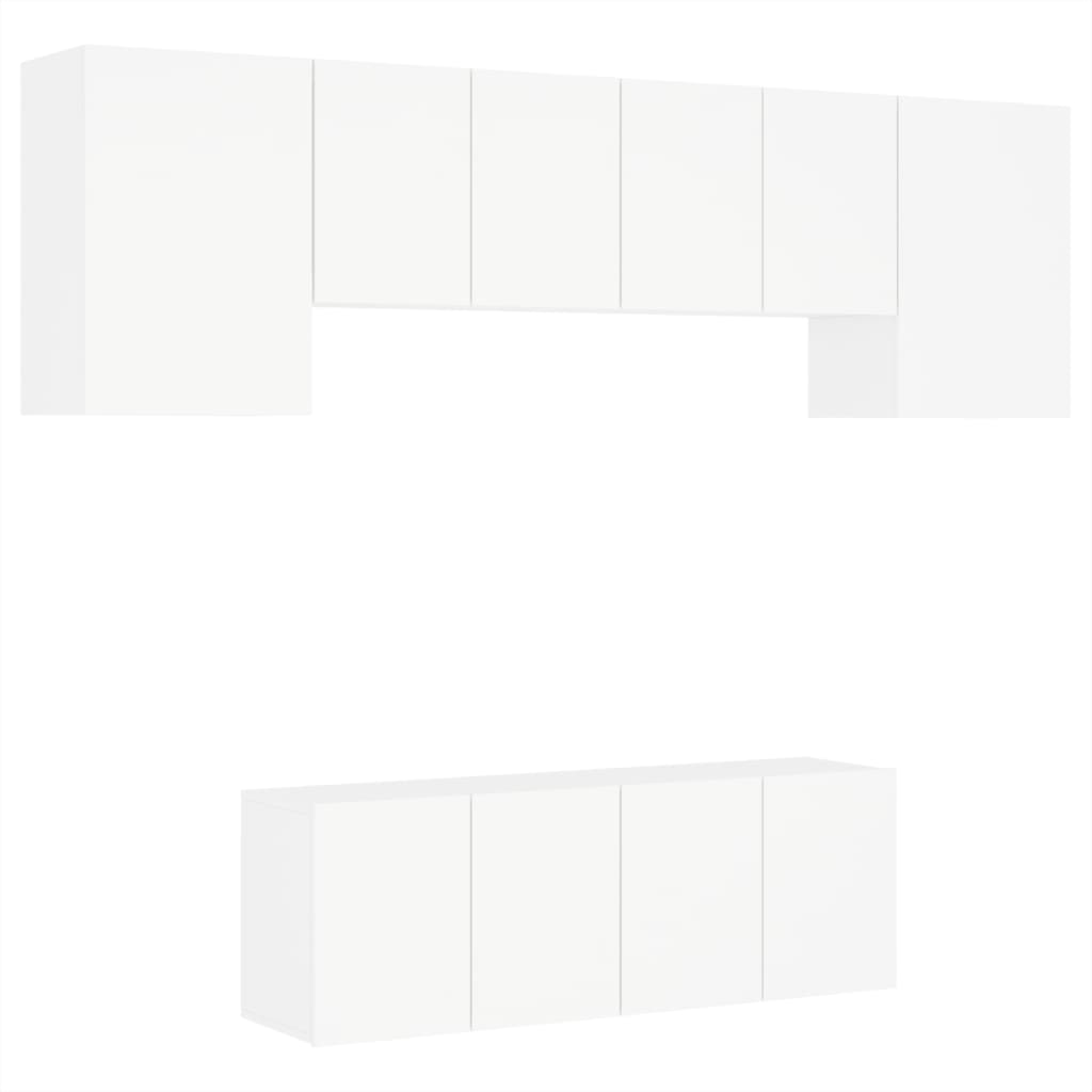 vidaXL 6 Piece TV Wall Units White Engineered Wood