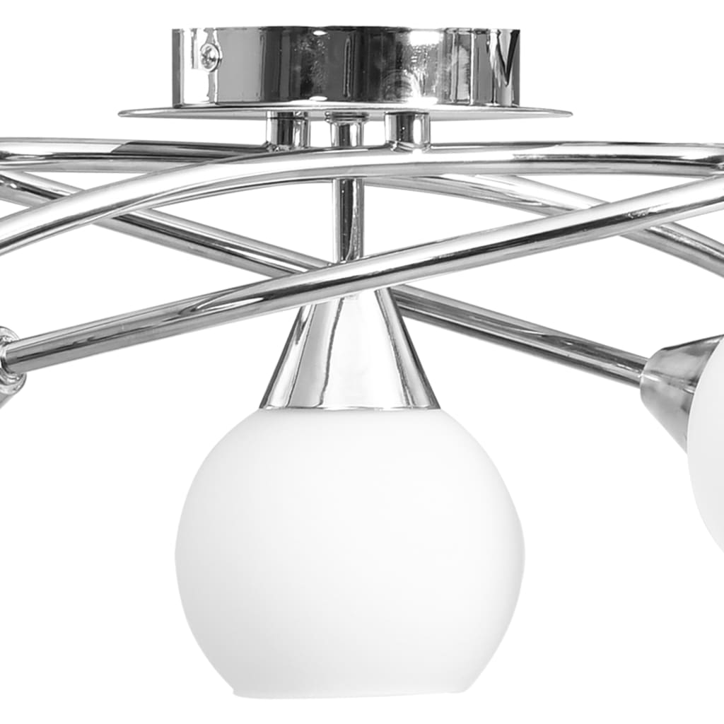 vidaXL Ceiling Lamp with Ceramic Shades for 5 E14 Bulbs White Bowl