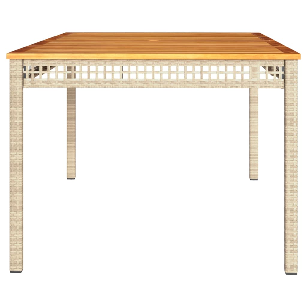vidaXL Garden Table Beige 180x90x75 cm Poly Rattan Acacia Wood