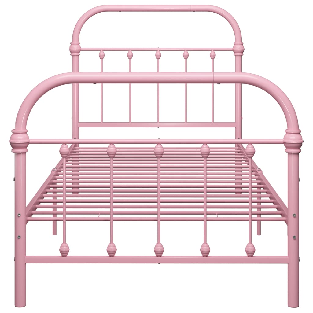 vidaXL Bed Frame Pink Metal 100x200 cm