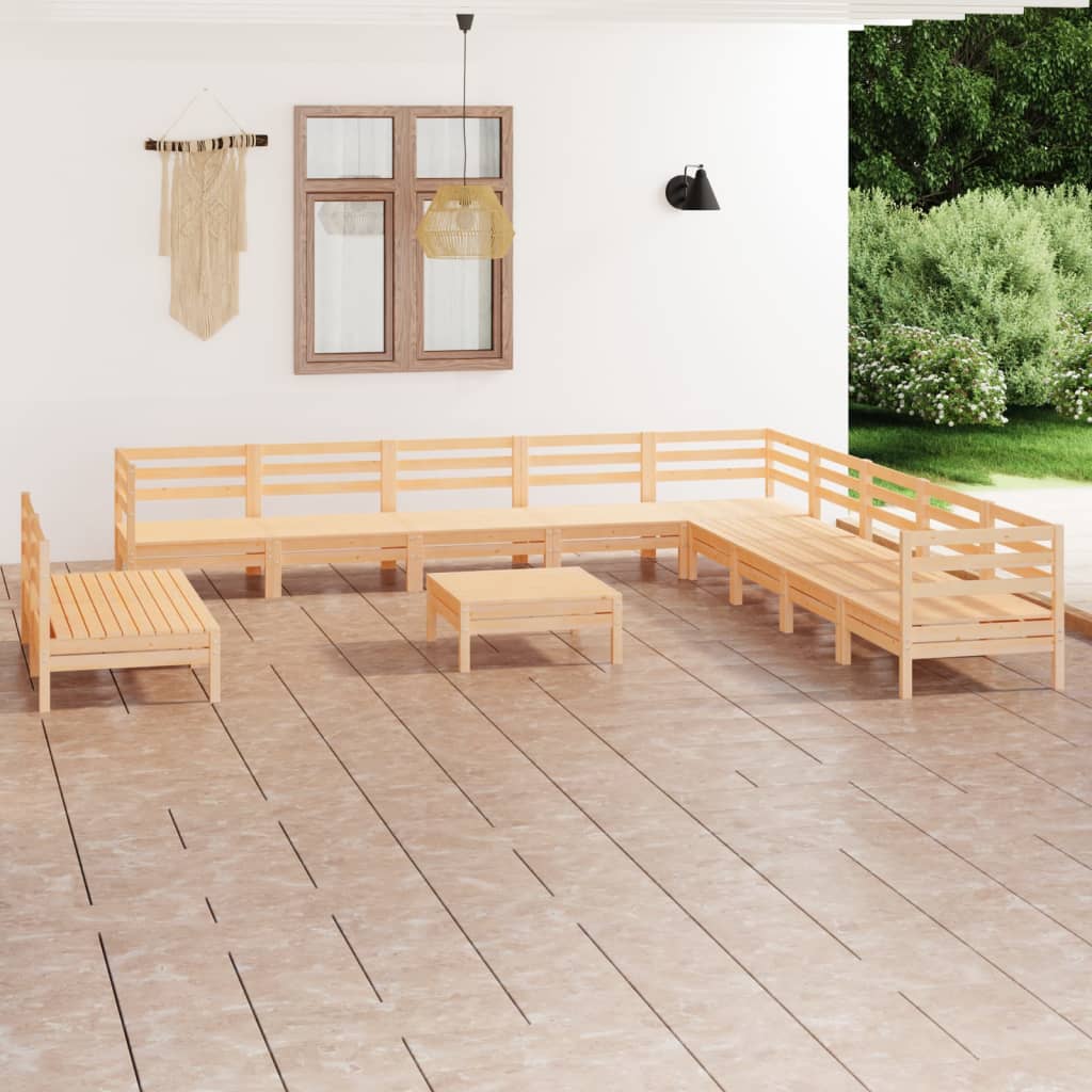 vidaXL 12 Piece Garden Lounge Set Solid Wood Pine