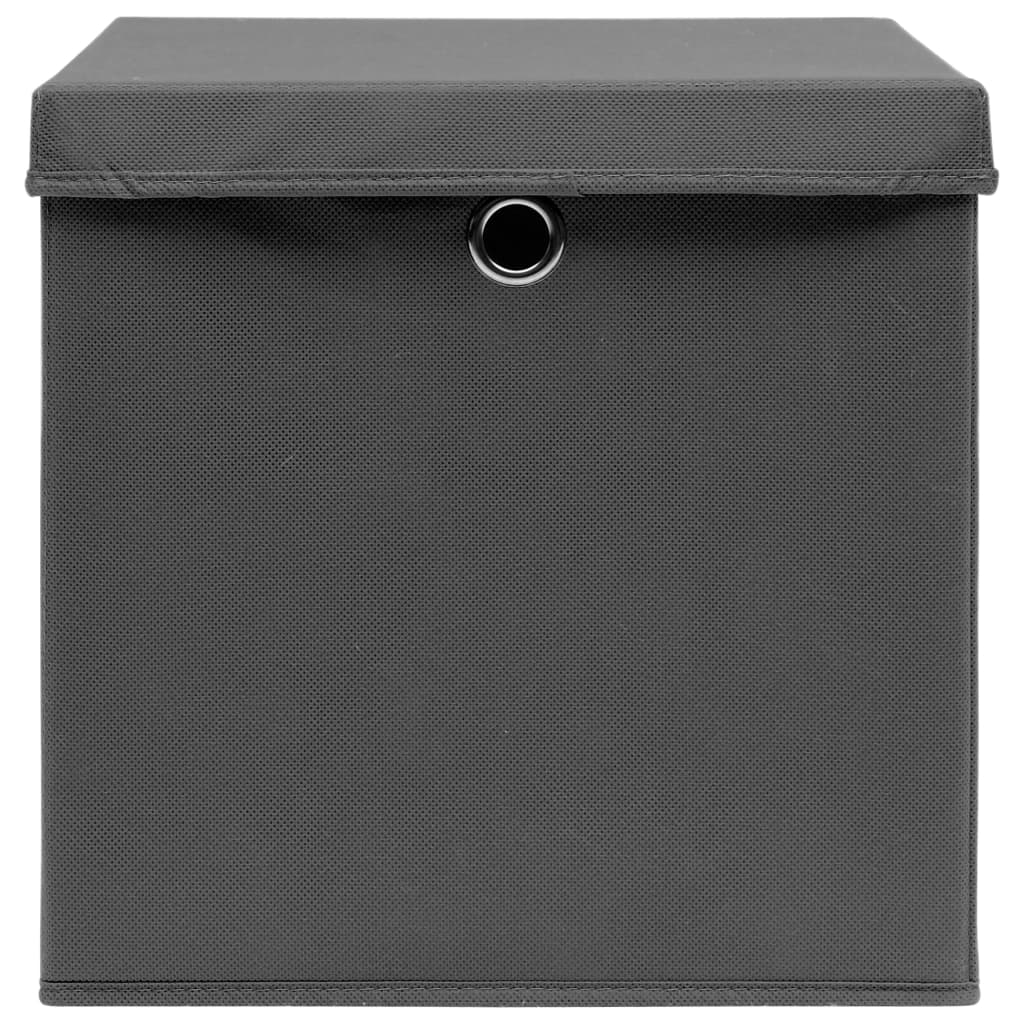 vidaXL Storage Boxes with Lids 10 pcs Grey 32x32x32 cm Fabric
