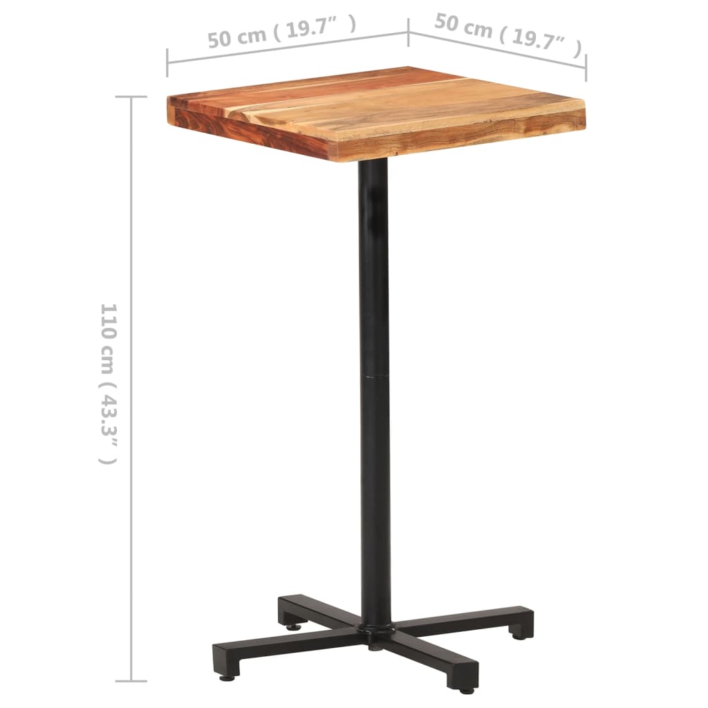 vidaXL Bar Table Square 50x50x110 cm Solid Acacia Wood