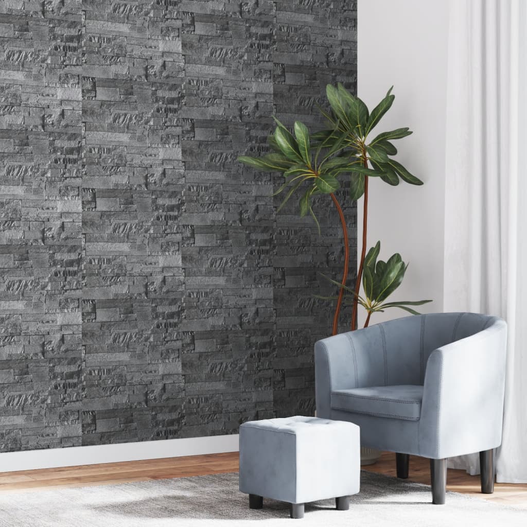 vidaXL Wallpaper 3D Stone Look Black