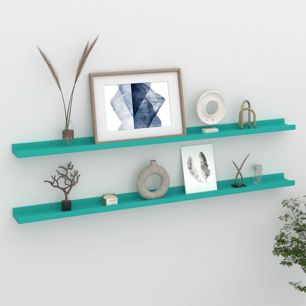 vidaXL Wall Shelves 2 pcs Blue 115x9x3 cm