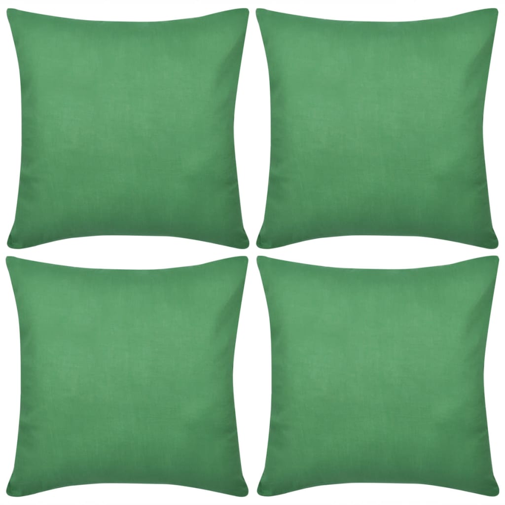 4 Green Cushion Covers Cotton 80 x 80 cm