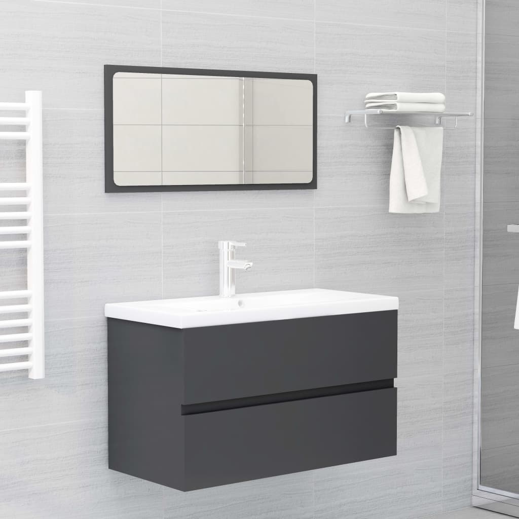 vidaXL Bathroom Furniture Set Grey Engineered Wood