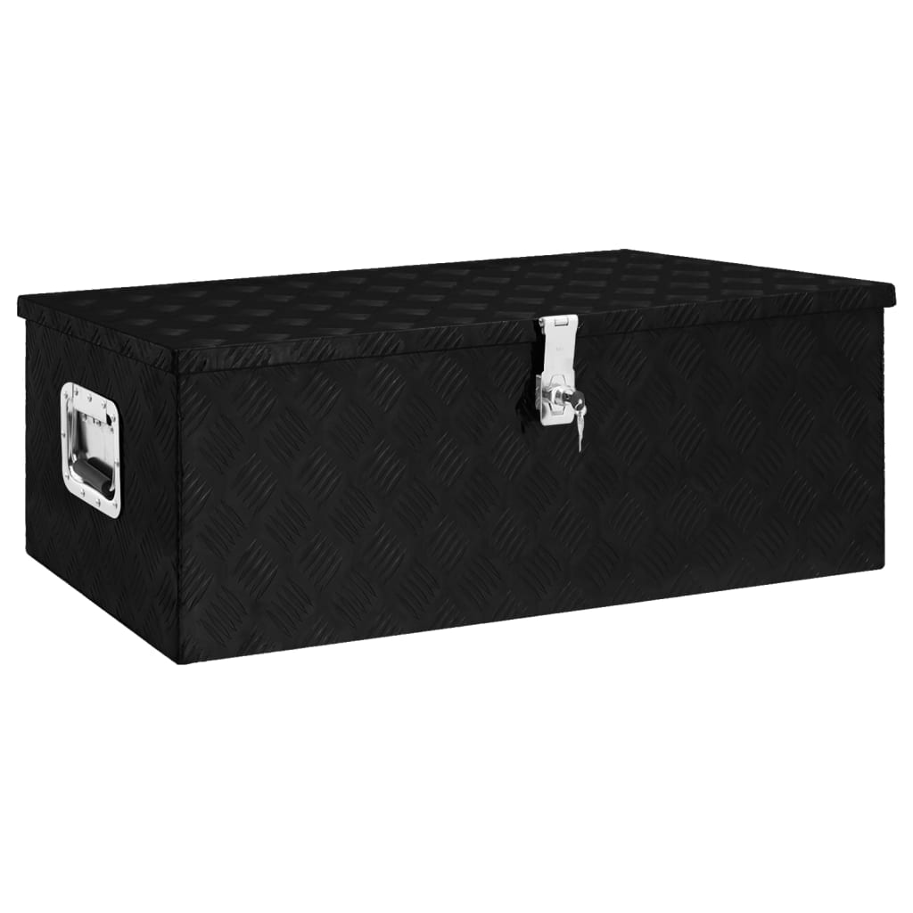 vidaXL Storage Box Black 90x47x33.5 cm Aluminium