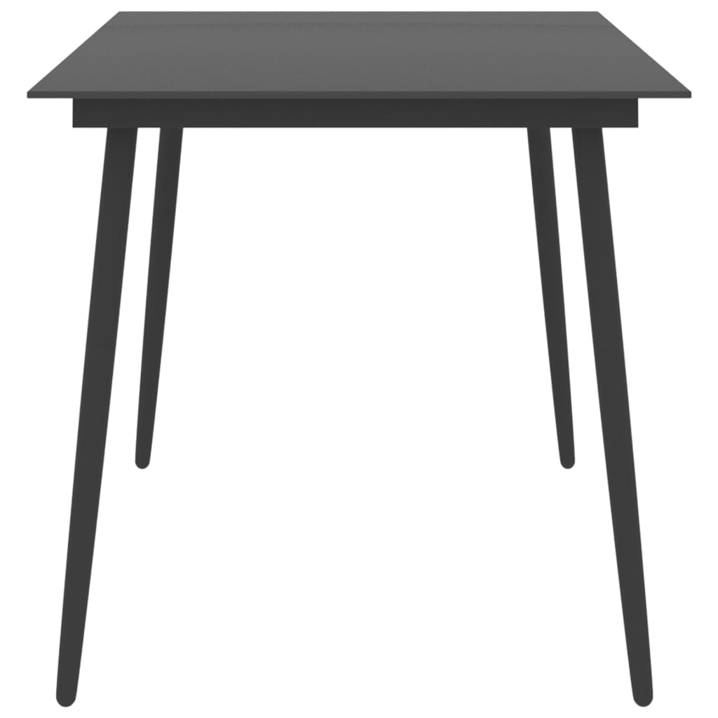 vidaXL Garden Dining Table Black 150x90x74 cm Steel and Glass