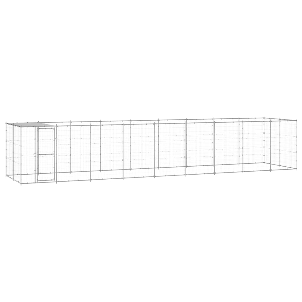 vidaXL Outdoor Dog Kennel Galvanised Steel with Roof 21.78 m²