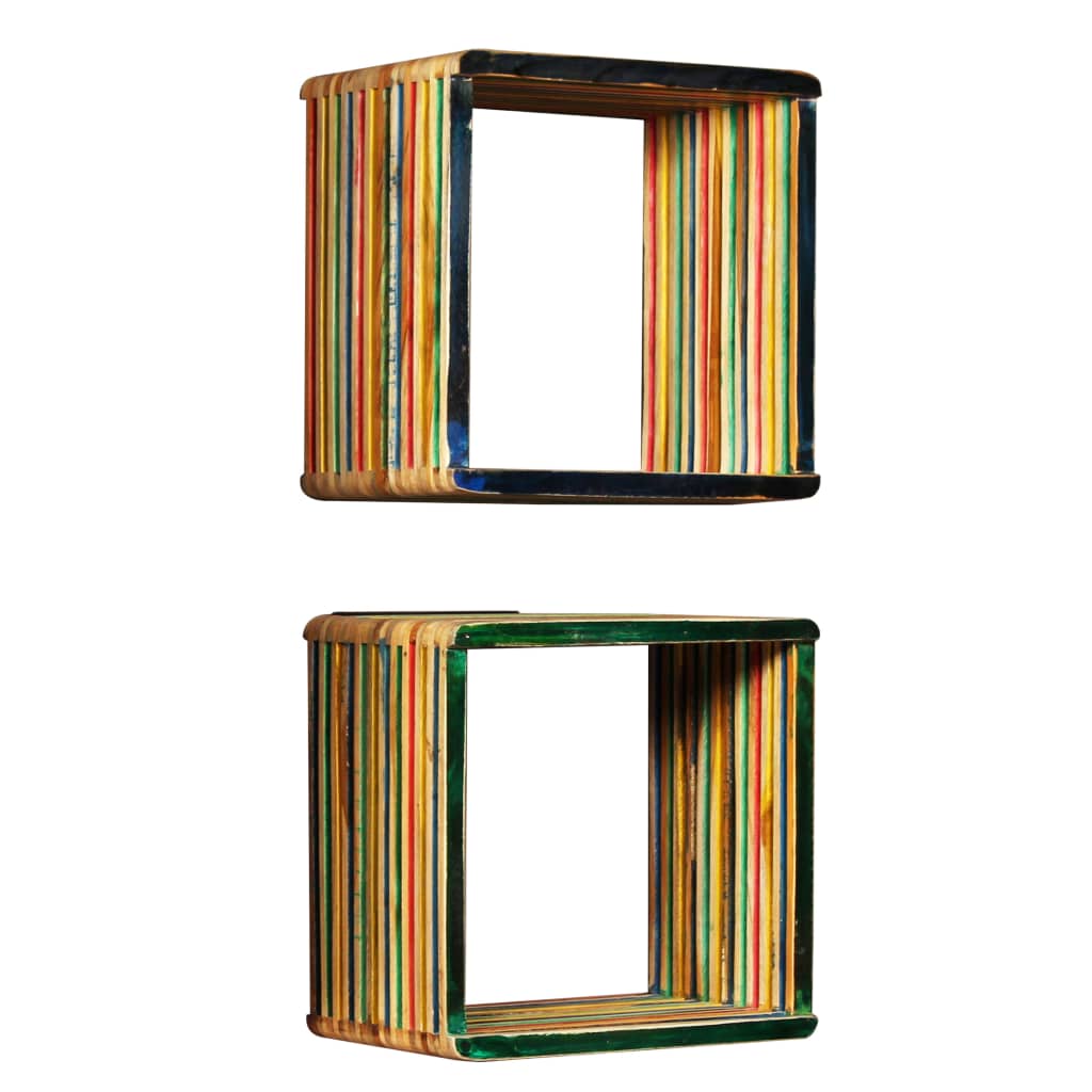 vidaXL Wall Shelf Set 3 Pieces Solid Reclaimed Teak Multicolour