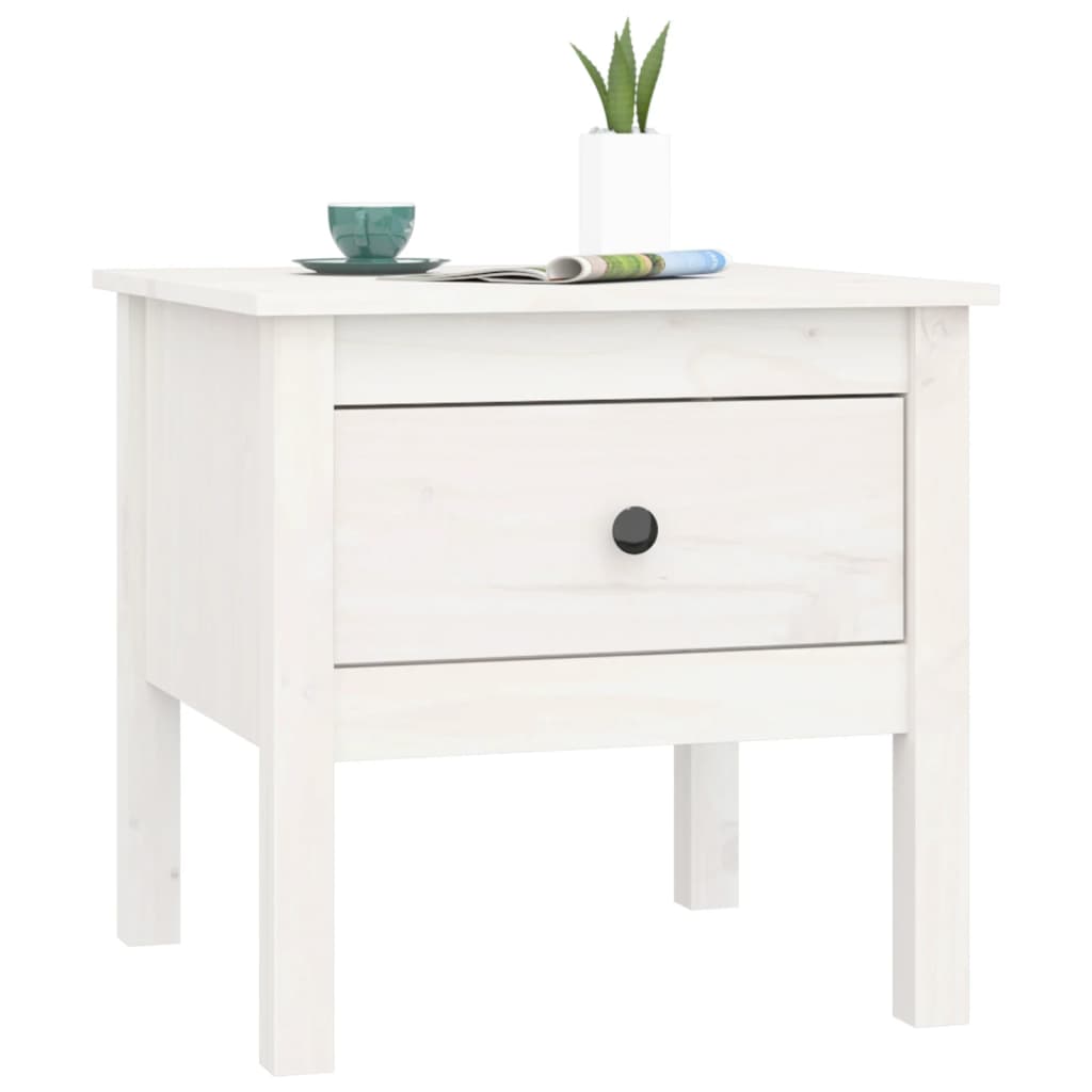 vidaXL Side Table White 50x50x49 cm Solid Wood Pine