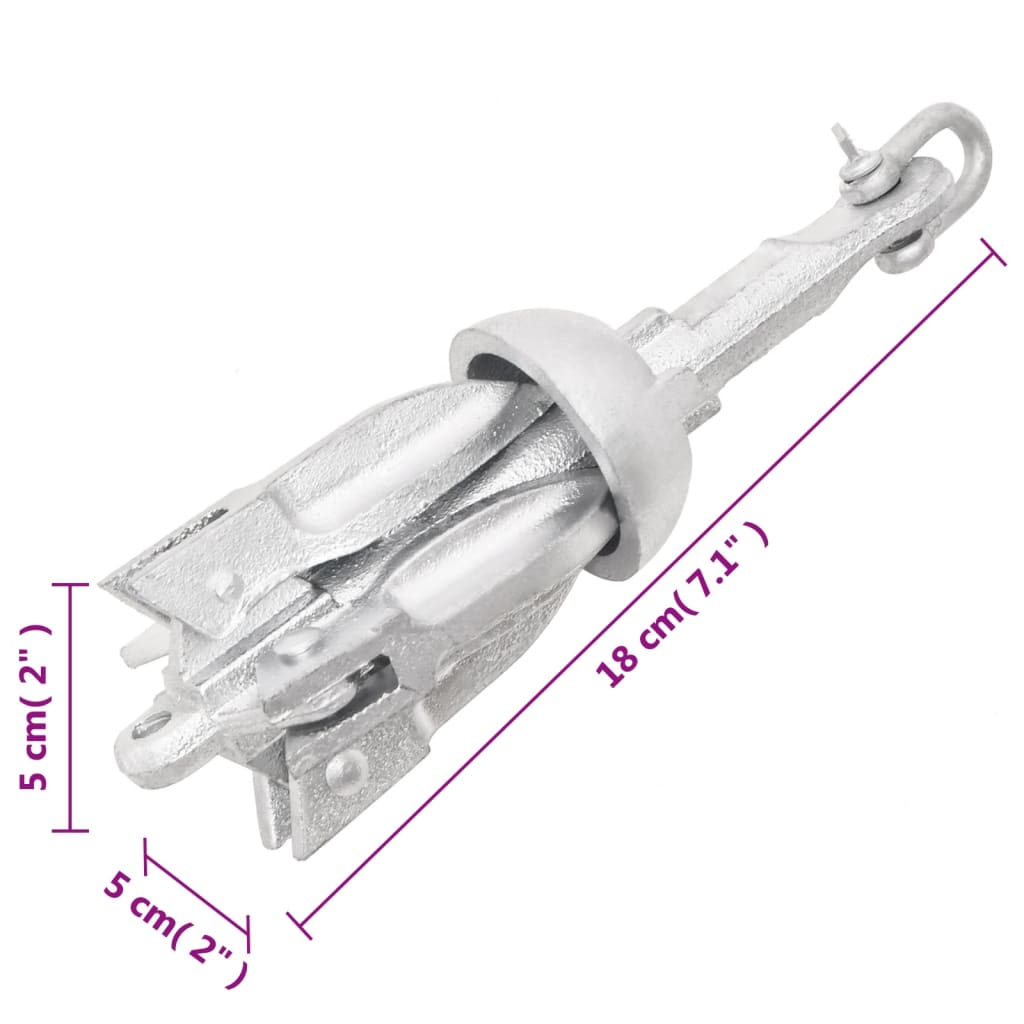vidaXL Folding Anchor Silver 0.7 kg Malleable Iron