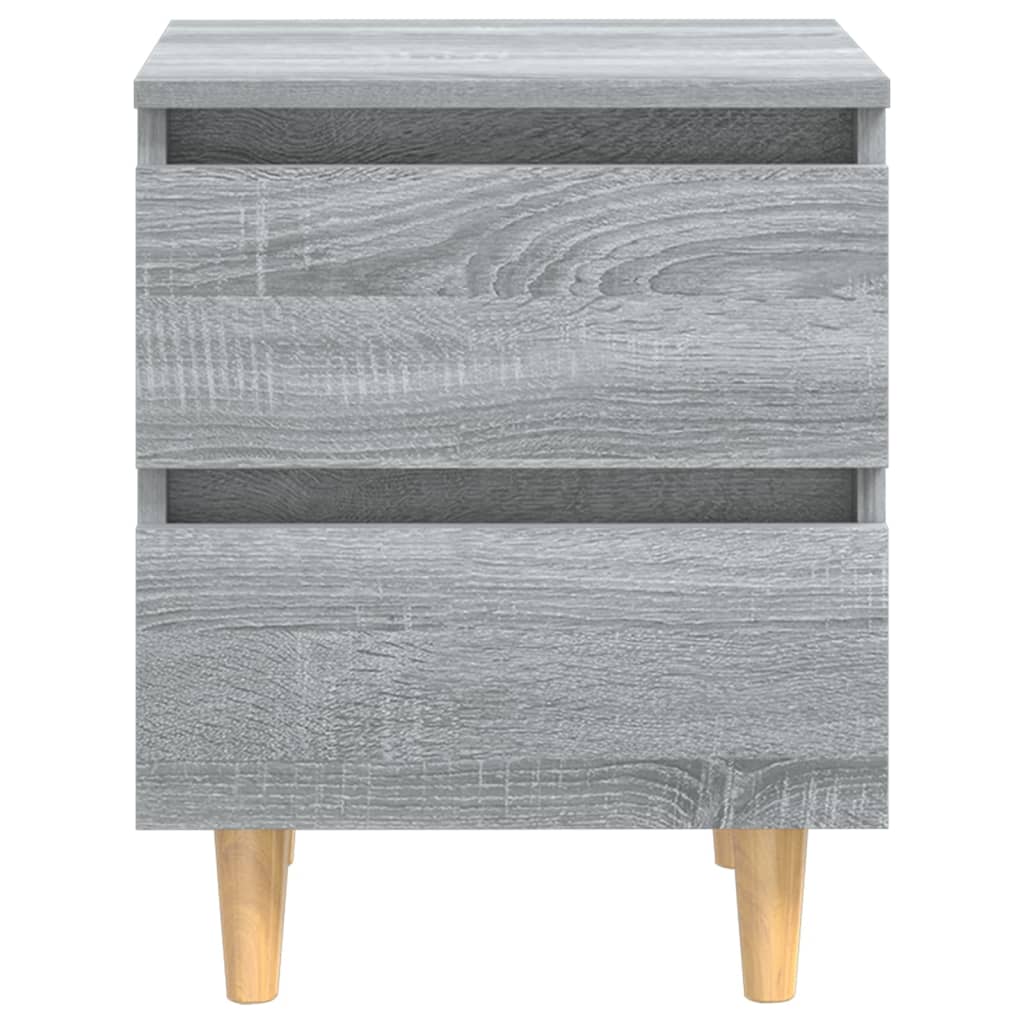 vidaXL Bed Cabinets with Solid Wood Legs 2 pcs Grey Sonoma 40x35x50 cm