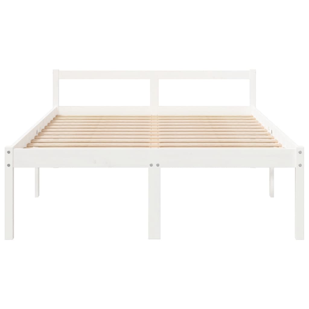 vidaXL Bed Frame White 135x190 cm Double Solid Wood Pine