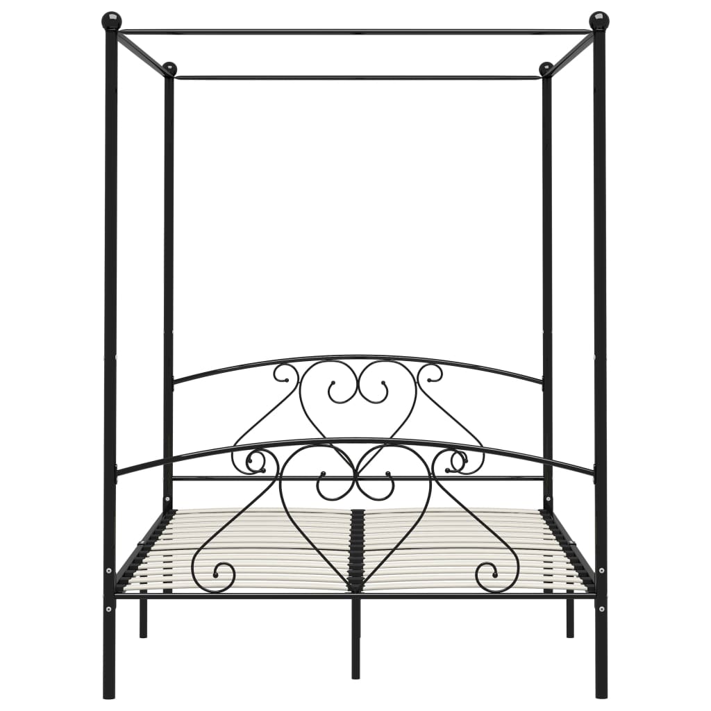 vidaXL Canopy Bed Frame Black Metal 160x200 cm