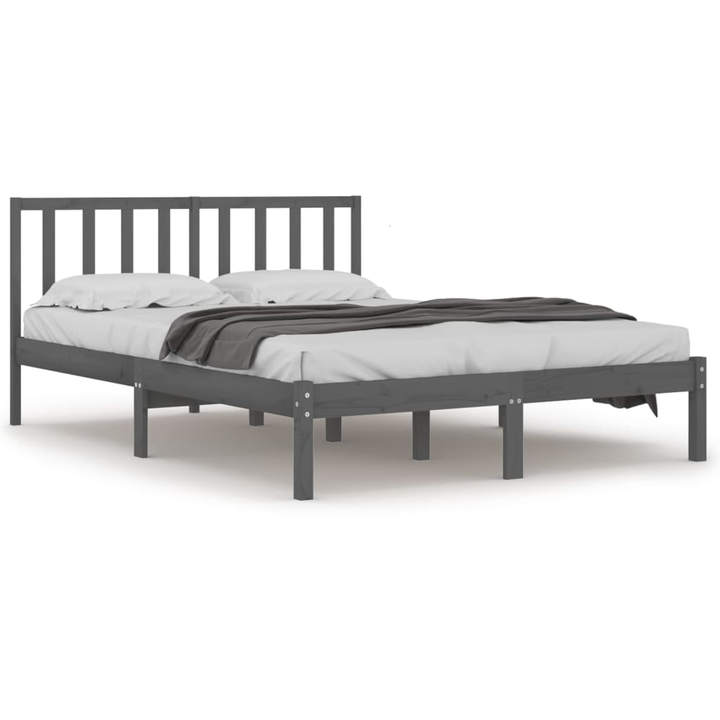 vidaXL Bed Frame Grey Solid Wood Pine 180x200 cm Super King Size