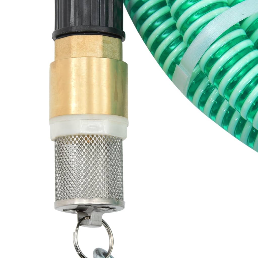 vidaXL Suction Hose with Brass Connectors Green 1.1" 7 m PVC