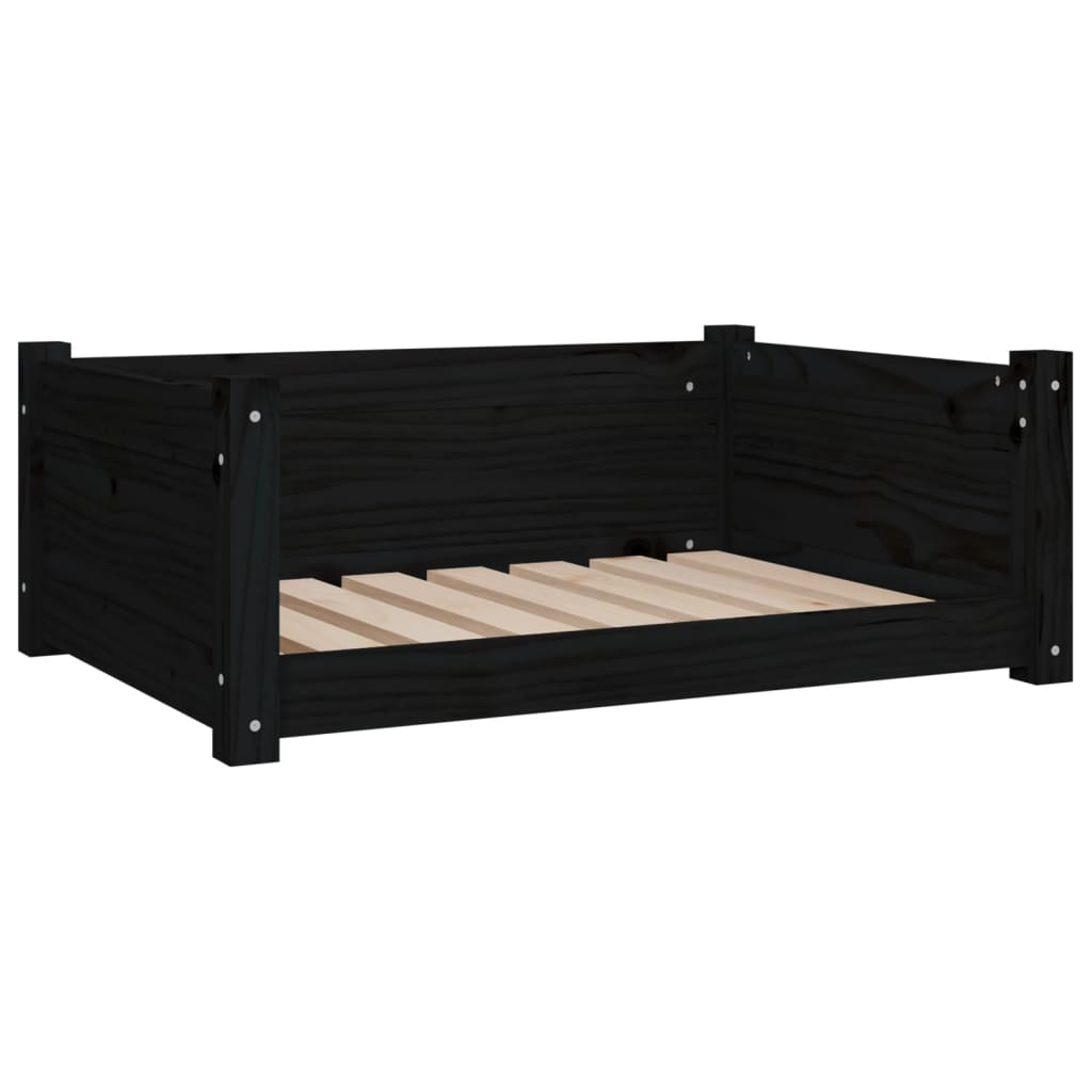vidaXL Dog Bed Black 75.5x55.5x28 cm Solid Pine Wood