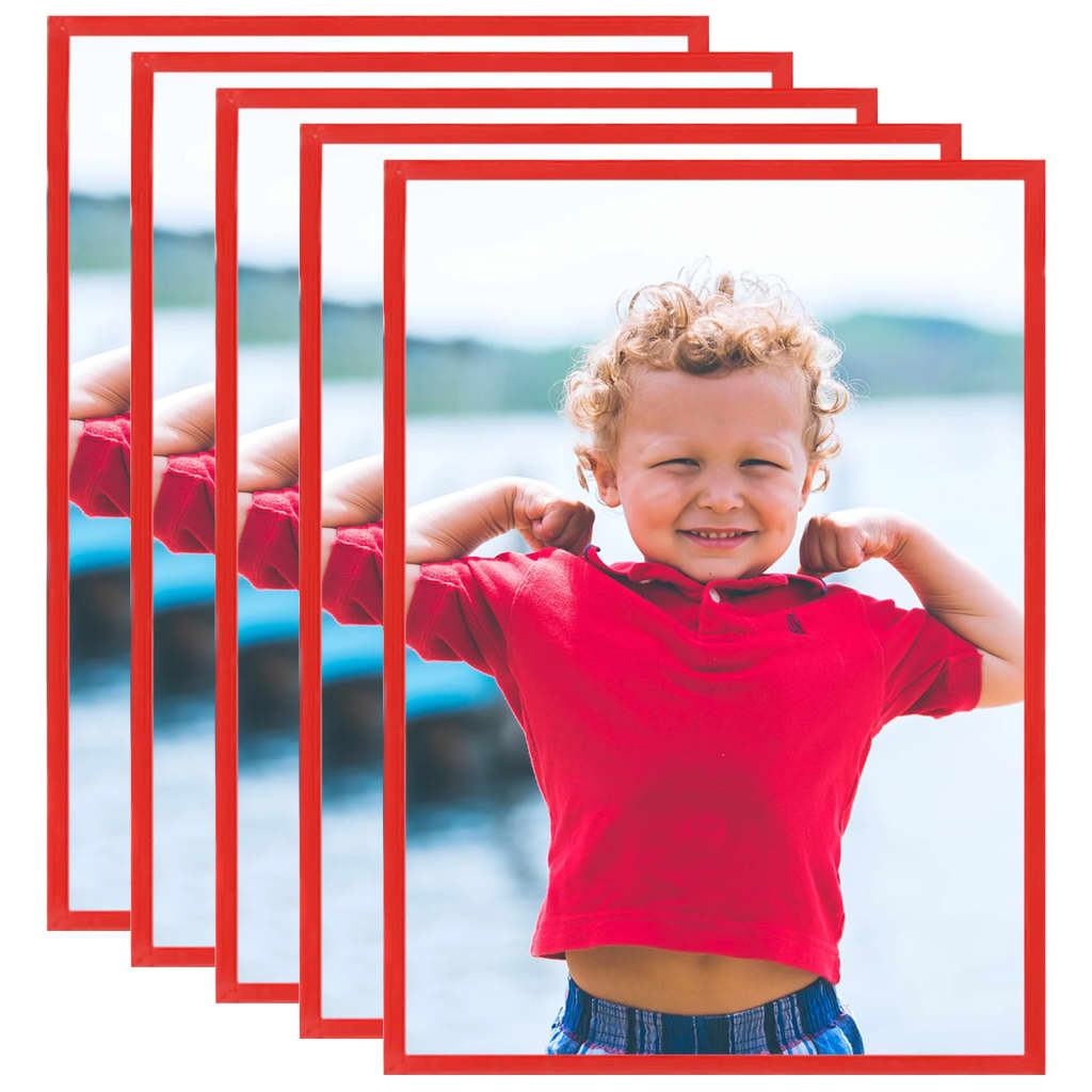vidaXL Photo Frames Collage 5 pcs for Wall or Table Red 21x29.7 cm MDF