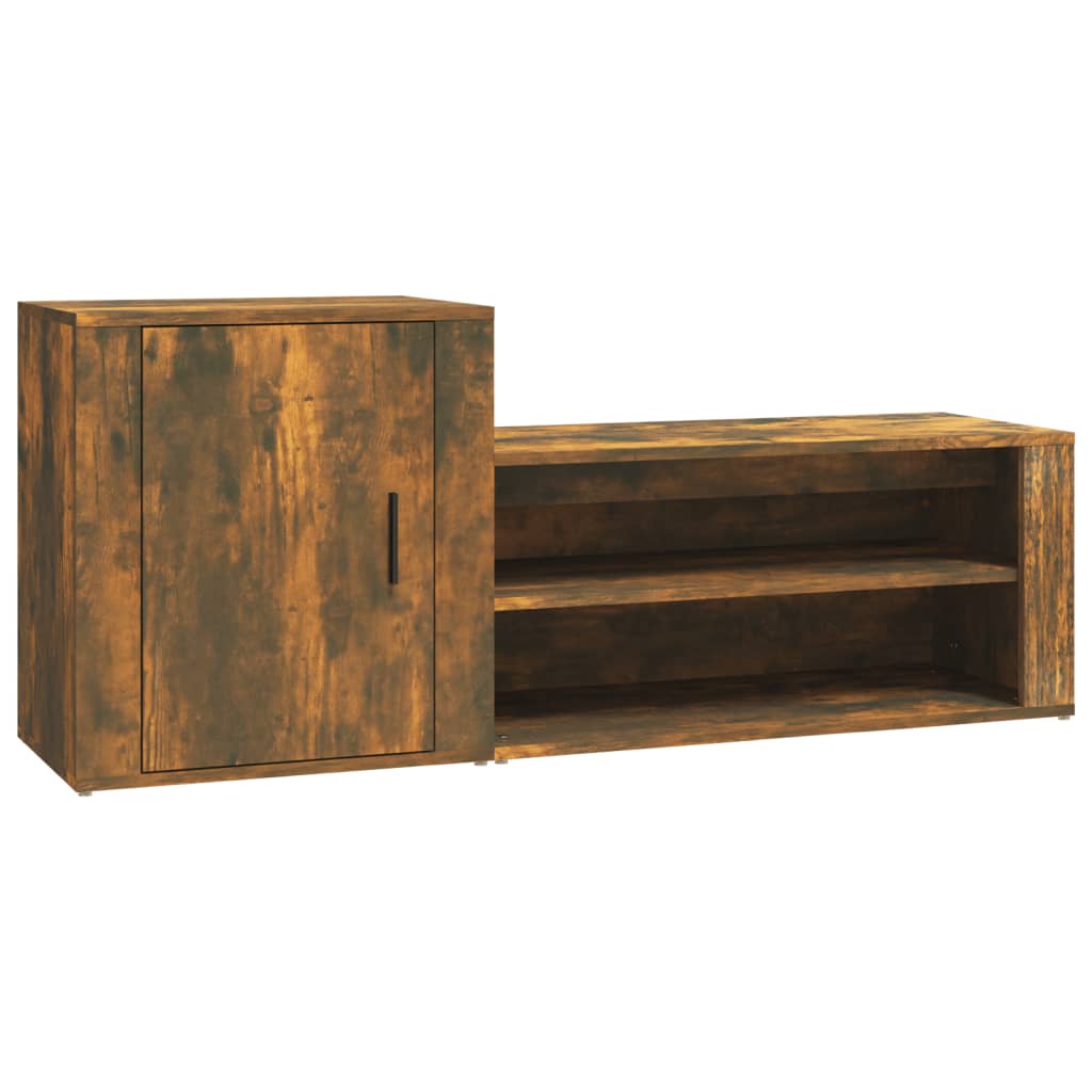 vidaXL Shoe Cabinet Smoked Oak 130x35x54 cm Engineered Wood