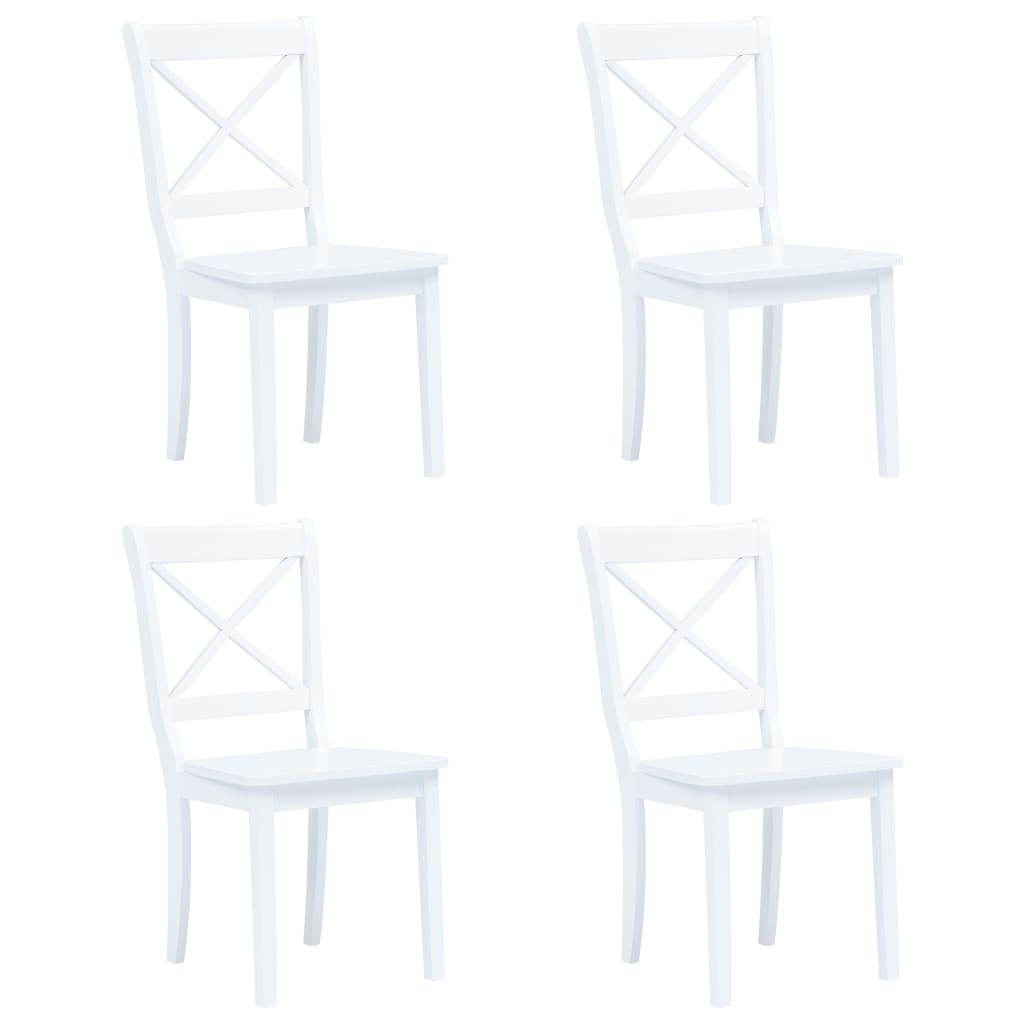 vidaXL 5 Piece Dining Set Solid Rubber Wood White